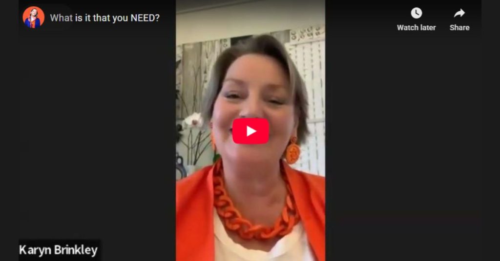 Karyn Brinkley – What Is It That You NEED? Karyn Brinkley sharing a reflective message from Women Leading Women Australia, encouraging leaders to pause and ask what they truly need to recover and replenish.
