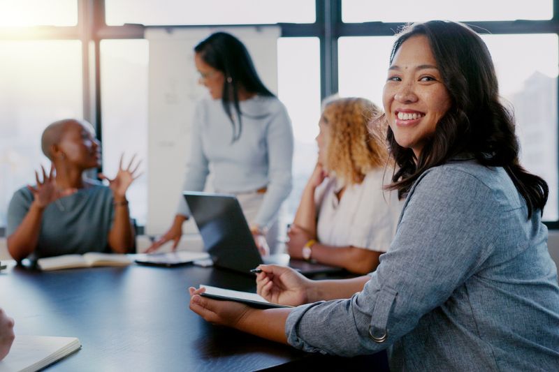 Executive group coaching for women collaborating in a leadership program