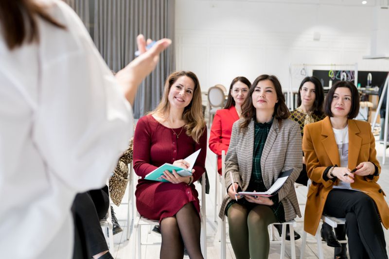 Female leadership program workshop with women participating and learning