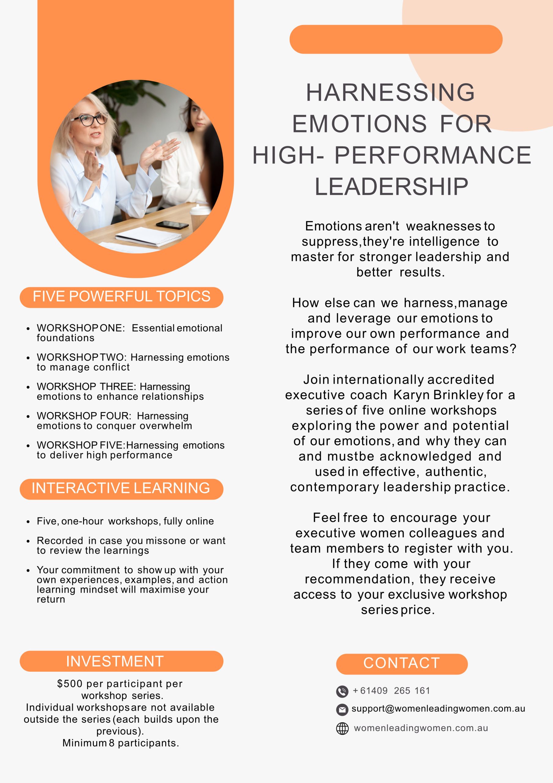 Emotional Intelligence Leadership Workshop Series Emotional intelligence leadership workshop series prospectus for executive women